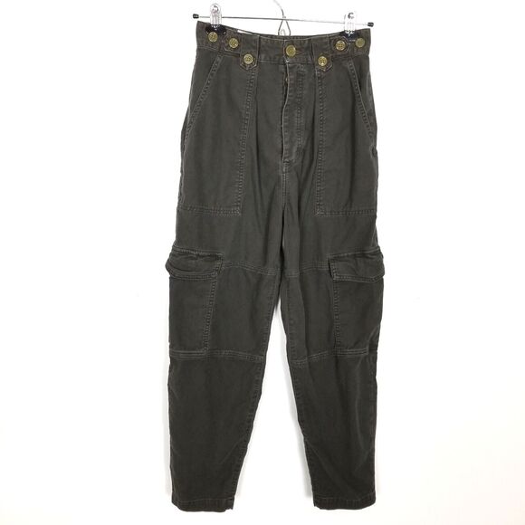Agolde Women Mila Utility Pants Sz 24 Gray High Rise Balloon Adjustable Waist